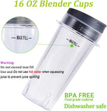 Replacement Parts for Nutri Ninja, 6Fin Blender Male Blade and cups Set for Blender BL660 BL770 V1258-DP02-C-1063