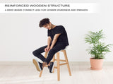 4X Wooden Bar Stool Dining Chair Leather SOPHIA 65cm WHITE V274-FT-WBSPU-75WH4