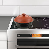 Brown Ceramic Casserole Cover for Stewpot with Vent Hole and Unique Handle Design V1192-AZ-W-19150