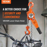 VEVOR Manual Lever Chain Hoist, 3/4 Ton 1650 lbs Capacity 10 FT Come Along, G80 Galvanized Carbon V952-CGSBHL34T10FT5KRRV0