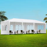 Instahut Gazebo 3x9m Marquee Wedding Party Tent Outdoor Camping Side Wall Canopy 5 Panel White GAZEBO-WED-C-FG-3X9-5W-WH