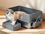 Pawz Stainless Steel Cat Litter Box Large Semi-Enclosed Easy Cleaning Pet Toilet PT1400-GY-AU