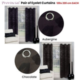 Belmondo Provincial Pair of Eyelet unlined Jacquard Curtains 120 x 220cm each Aubergine V442-CAP-CURTAIN-PROVINCIALEYELET-AUBERGINE-RE