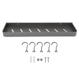 Shower Caddy Space Aluminum Rustproof Smoothing Simple Black Sturdy Bathroom Wall Shelf with 5 Hooks V1294-YM0901-3112230086612
