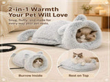 Cozy Heated Two-in-One Plush Cat Cave Bed with USB-Powered Warming, Multi-Level Temperature Control, V1341-ZY-RER9DMXK-GREY