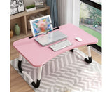 SOGA Pink Portable Bed Table Adjustable Foldable Bed Sofa Study Table Laptop Mini Desk with Notebook BEDTABLEG44