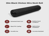 30m Black Chicken Wire Mesh Roll Heavy Duty Aviary Netting & Garden Fencing for Poultry Enclosures V63-952941