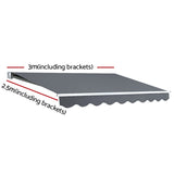 Instahut Retractable Folding Arm Awning Motorised Sunshade 3Mx2.5M Grey AWN-B-ARM-REMOTE-30X25-GREY