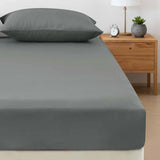 400TC Bamboo Cotton Fitted Sheet with Pillowcase Set Long Single Size 40cm Wall Grey V442-ATX-SHEETS-BAMBOOCOTTON400TC-GREY-LS