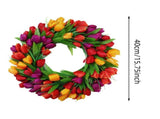 Tulip Wreath for Spring, Red Tulip Valentines Wreath for Front Door, Indoor Outdoor Home Office Wall V1366-AZ2-W-16386