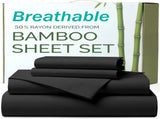 4 Piece Ultra Soft Bamboo Breathable Sheet Set -Hotel 2000TC Breathable Bed Sheets Set with 37 V1317-BAMBOO-AUK-4JT-BLACK