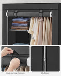 SONGMICS Portable Clothes Storage with 6 Shelves and 1 Clothes Hanging Rail Black V227-8498402109992