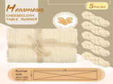 5 Packs 10Ft Ivory Cheesecloth Table Runner, 35" x 120" Rustic Gauze Boho Wedding Table Runner V1259-DP01-A-3519