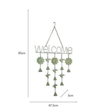 Hanging 'Welcome' Sign w Birds Bells 85cm V637-24858WEL