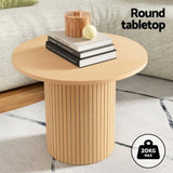 Artiss Coffee Table Round Fluted FUR-Y-COF-01-WD