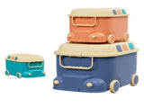 Keezi 3PCS Toy Storage Box Cute Car Toy Container Kids Toys Organiser Snack Boxes FURNI-C-TOY3PC-BUORGN