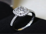 Elegant Square Moissanite Ring 1 Carat Halo Design in S925 Sterling Silver Adjustable Band for V1107-CS-MSSZJ