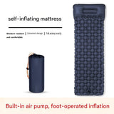 Grey Single Outdoor Foot Pump Inflatable Sleeping Pad - 40D Nylon Camping Air V888-ELOSUNG56187-6