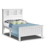 Artiss Bed Frame King Single Size Wooden with 3 Shelves Bed Head White WBED-D-S1-107-AB