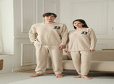 2-Piece Khaki Couples' Pajama Set Warm & Cozy Semi-Flannel Style. Features a knitted digital V888-ELOSUNG50082