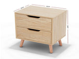 Artiss 2 x Bedside Table 2 Drawers - BODEN Pine FURNI-L-SCAN-BS01-WDX2
