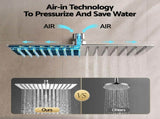Cefito 12" Extra Large Rain Shower Head, Air-in Tech Low Water Pressure, Anti-Clog Silicone Jets SHOWER-C2-SQ-12-SI
