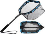 Floating Folding Fishing Landing Net, Rubber Coated Net with Fixed or Telescopic Handle for Kayak, V1189-LC-AMZ-00145