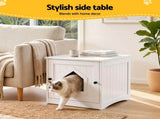 i.Pet 49x51cm Cat Litter Box Enclosure Hidden Litter Tray Cabinet White PET-CLBC-49X51-WH