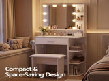Artiss Dressing Table Vanity Desk LED Mirror Stool Storage Power Outlet Hairdryer Holder White FURNI-N-DRESS04-WH