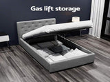 Artiss Bed Frame King Single Size Gas Lift Grey VILA BFRAME-E-VILA-KS-GY-ABC