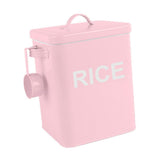 Iron Rice Container with Lid and Handle, Countertop Organizer Jar for Flour, Pet Pink M V1366-AZ2-W-27422