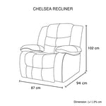 Chelsea 1R Seater Finest Leatherette Recliner Feature Console LED Light Ultra Cushioned V43-REC-CHLS1RBL