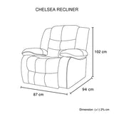 Chelsea 1R Seater Finest Leatherette Recliner Feature Console LED Light Ultra Cushioned V43-REC-CHLS1RBL