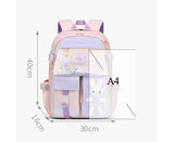 Students Backpack Cartoon Rabbit Waterproof Oxford Cloth Smooth Zipper Bookbag Bag for Middle V1263-JX-981