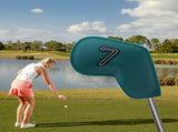 Dark Green Golf Iron Head Covers Set of 10 - Waterproof PU Leather Club Protectors with Embroidered V888-ELOSUNG23725