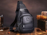 Black Brown Leather Sling Backpack Top-Grain Cowhide Travel Backpack Organized Storage V1347-127-BRO-12177