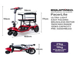 EQUIPMED Ultra-Lightweight Folding Electric Mobility Scooter, 19kg with Battery Removed, 120kg V219-HMBMSCEQPL1RA
