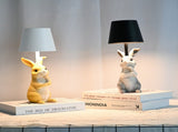 Pink Bunny White Lampshade Adorable Rabbit Resin Table Lamp - 3-Color LED, USB Rechargeable, Touch V888-ELOSUNG21690