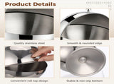 2PCS Stainless Steel Sugar Bowls with Roll Top Lid, 5.1" x 6.3" Sugar Cube Holder Set, Spherical V1369-AZ3-W-08835