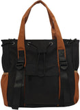 Large Tote Bag Women, Lightweight Nylon Color-Blocked Shoulder Handbag with Drawstring Pocket V1237-ZY-917-240