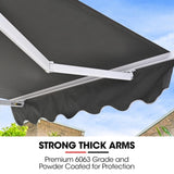 Shade Shield 2 x 1.5M Retractable Grey Folding Arm Awning, Powder Coated 6063 Aluminium, with Hand V219-OAWRETSS21GA