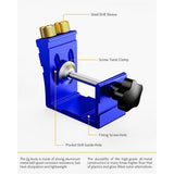 Pocket Hole Jig Kit, Pocket Screw Jig 15 Degree Drilling Locator,Pocket Dowel Hole Jig System Set V1192-AZ-W-3398