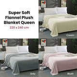 Super Soft Micro Flannel Plush Blanket Queen 220 x 240cm Grey V442-STT-BLANKET-25MICROFLANNELPLUSH-GREY-QS