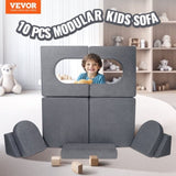 Modular Kids Play Couch 10Pcs DIY Creative Toddler Sectional Sofa Grey V952-ETSF5255724Y94P8YV0