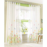 2 pcs Set Sheer Curtains With Tab Top - Floral Printed Voile Curtain - Window Treatment For Bedroom, V1188-MS-227-2023