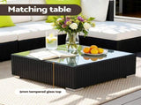 Gardeon 7-Piece Outdoor Sofa Set Wicker Couch Lounge Setting Cover FF-SOFA-BK-7PC-ABC