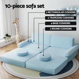 Artiss Sofa Bed 2 Seater Couch Kid Play DIY Modular Lounge Chaise Suite Velvet SBED-E-VEL-02-BL-ABC