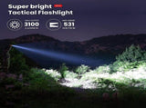 Professional Tactical Flashlight, Aluminum Alloy High Lumen Handheld Flashlight, 7 Lighting Modes, V1192-AZ-W-31042