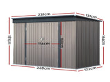 Giantz Garden Shed 2.31x1.31M Sheds Outdoor Storage Tool Metal Workshop Shelter Double Door SHED-FLAT-4X8-BR-ABC