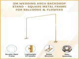 3m Wedding Arch Backdrop Stand Square Metal Frame for Balloons & Flowers V63-954041